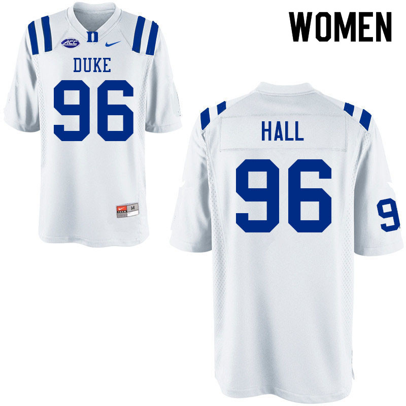 Women #96 Aaron Hall Duke Blue Devils College Football Jerseys Sale-White - Click Image to Close